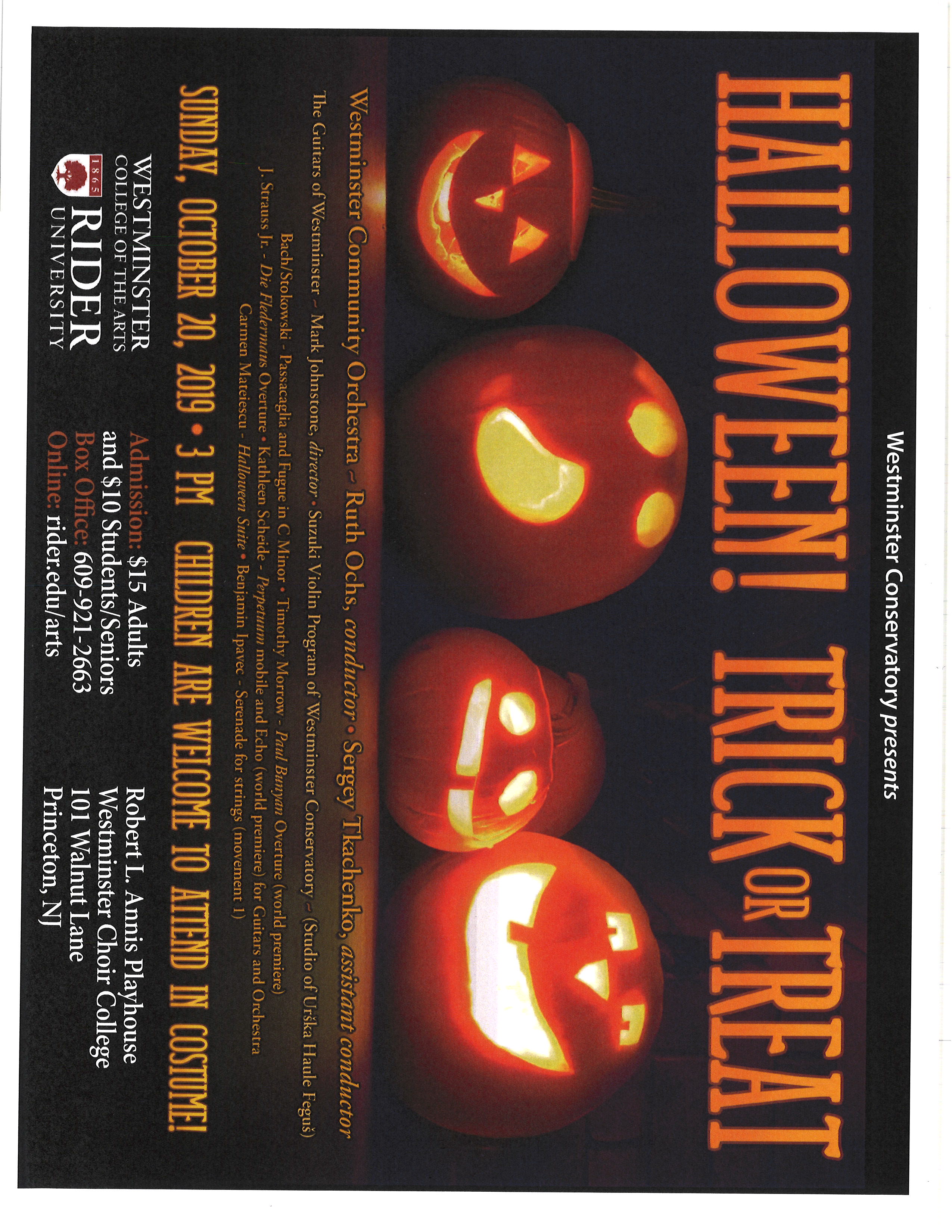 Trick Or Treat With The Westminster Community Orchestra Nj Family